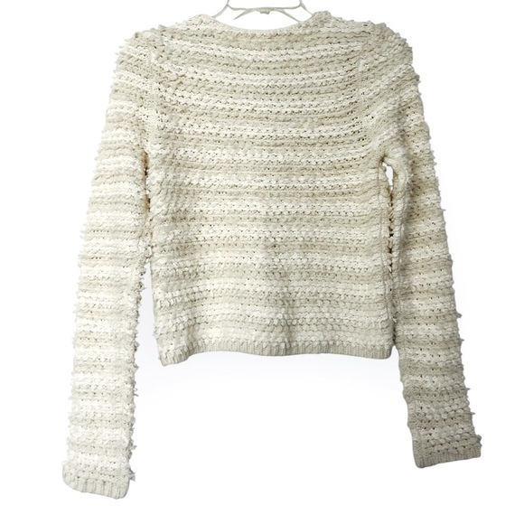 NWT Frenchi Chenille Long Sleeve Crop Cardigan Cream Bone XS Boxy - Picture 8 of 12